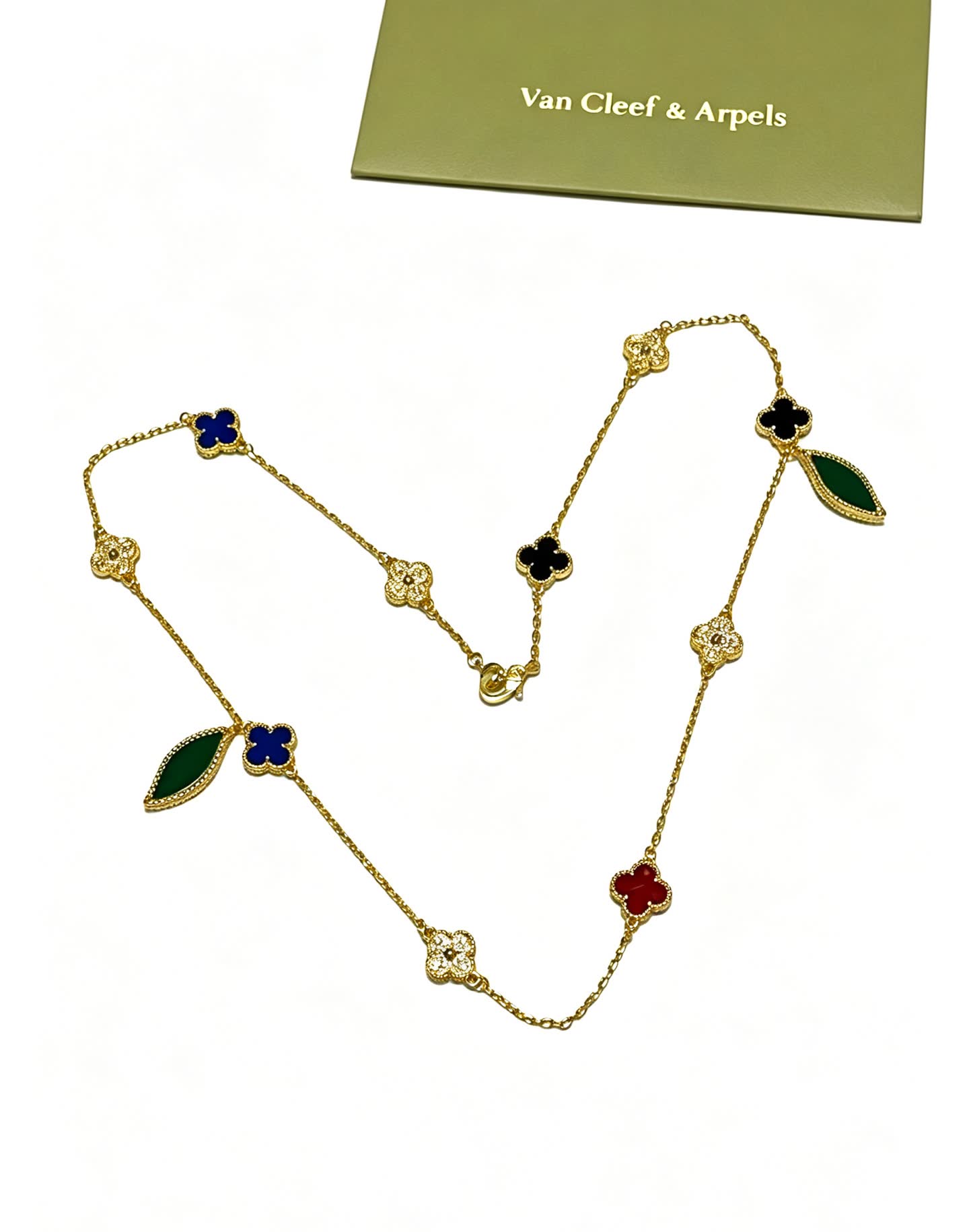 Van Cleef & Arpels Vintage Alhambra Gold and Enamel Necklace